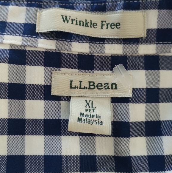 L.L. Bean Button Front Blue Plaid Oxford Shirt XL - Picture 9 of 9